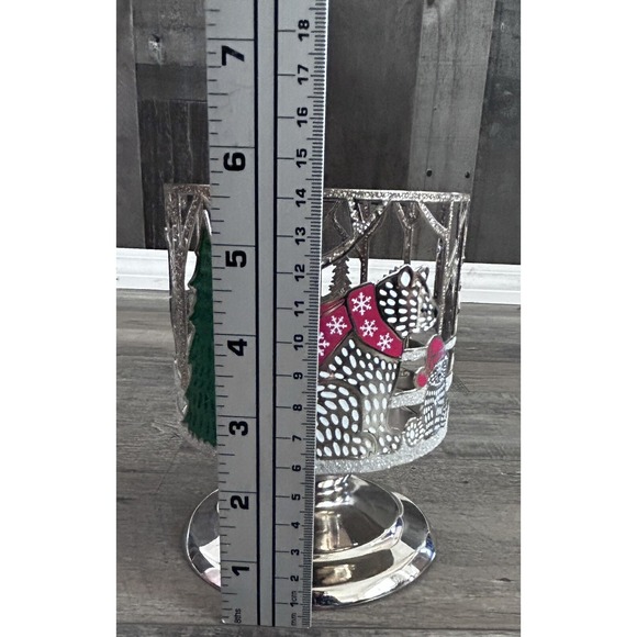 Bath & Body Works Glitter Metal Pedestal 14.5 Oz 3 Wick Candle Holder Christmas - Picture 6 of 9
